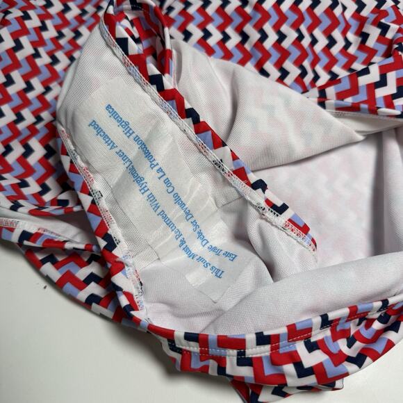 Kona Sol One-Piece Swimsuit Women’s Size 18 Red White Blue Zigzag Strappy Back - Picture 8 of 15